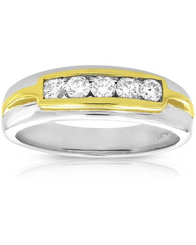Vir Jewels 1/2 Cttw 5 Stone Diamond Engagement Ring 14k Two Tone Gold Si Clarity - Metallic
