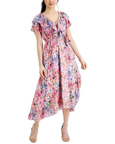 Taylor Belted Long Maxi Dress - Pink