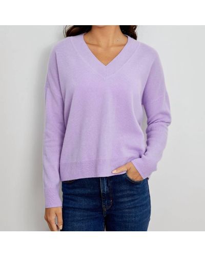 Design History L/s V-neck Cashmere Sweater - Purple