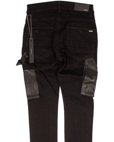 Amiri Denim Leather Workman Pants - Black