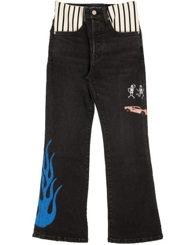 LOST DAZE Stripe Spandex Waist Jeans - Black