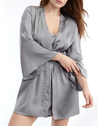 Flora Nikrooz Ember Solid Luxe Woven Wrap Robe - Gray