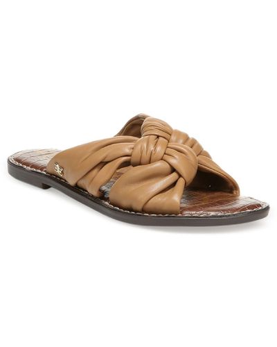 Sam Edelman Garson Leather Slip On Slide Sandals - Brown