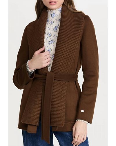 SOIA & KYO Gabby Fitted Wool Coat - Brown