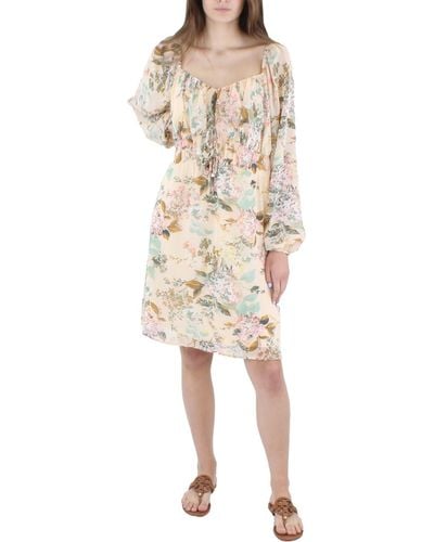 As U Wish Juniors Floral Print Short Mini Dress - Natural
