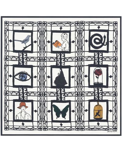 Lafayette 148 New York Character Study Print Scarf In Buff - Multicolor