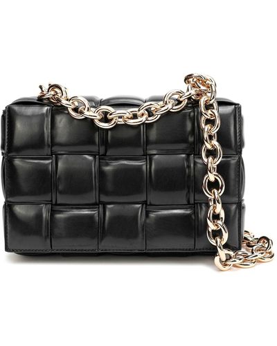 Tiffany & Fred Full-grain Woven Lambskin Leather Shoulder Bag - Black