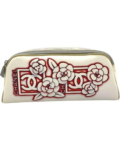 Chanel Camellia Canvas Clutch Bag (pre-owned) - Red