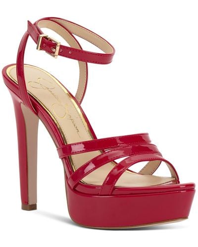 Jessica Simpson Balina 3 Microsuede Open Toe Heels - Red