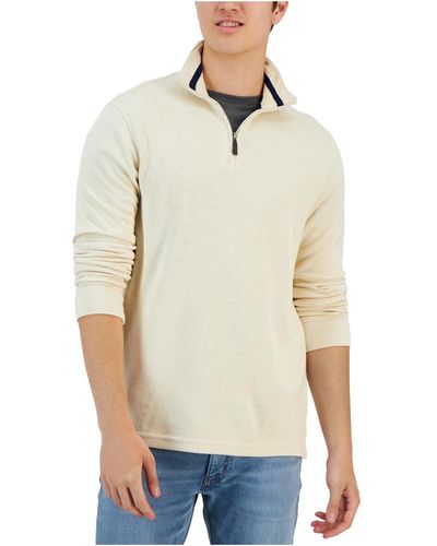 Club Room 1/4 Zip Casual Pullover Sweater - White
