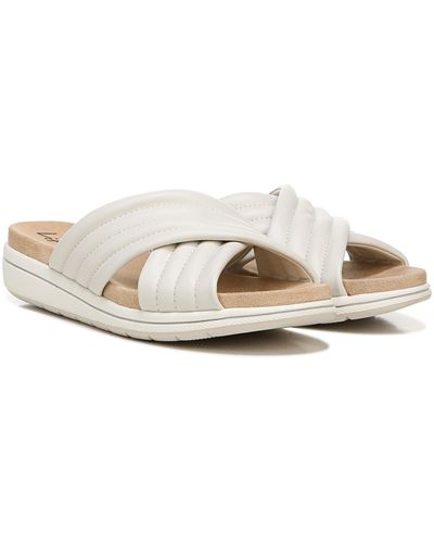 LifeStride Panama Faux Leather Slip On Wedge Sandals - White