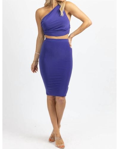 Olivaceous Cool One Shoulder Midi Skirt Set - Purple