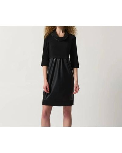 Joseph Ribkoff Faux-leather And Knit Cocoon Dress - Black