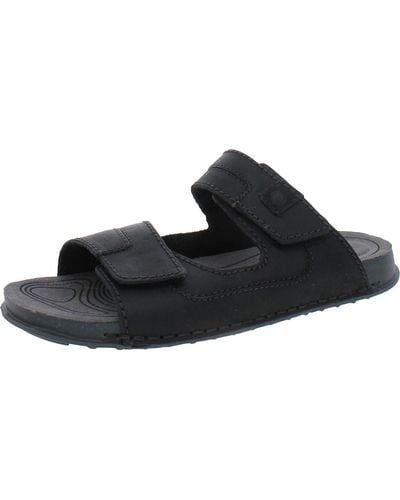 Clarks Crestview Easy Leather Slide Sandals - Black