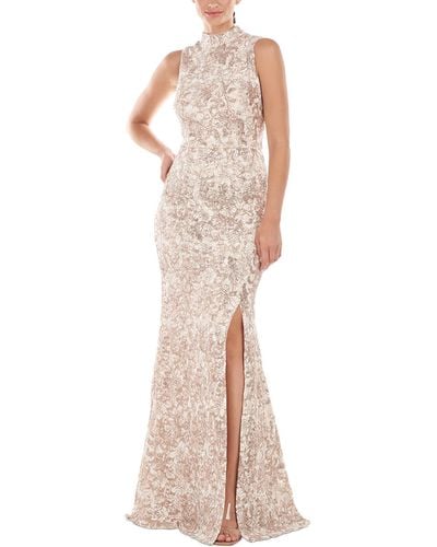 JS Collections Lace Sequined Evening Dress - Multicolor