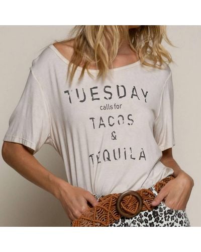 Pol Tacos And Tequila Graphic Tee - Brown