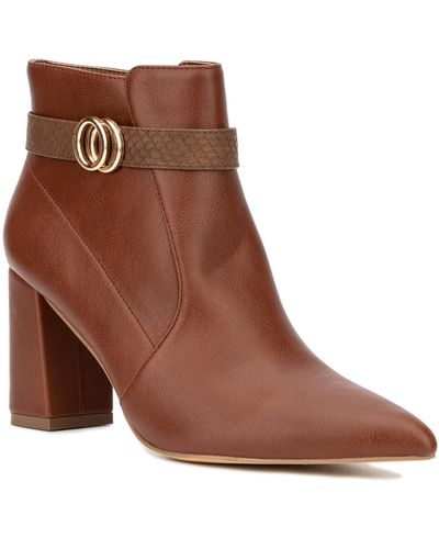 New York & Company Elisabeth Faux Leather Ankle Boots - Brown