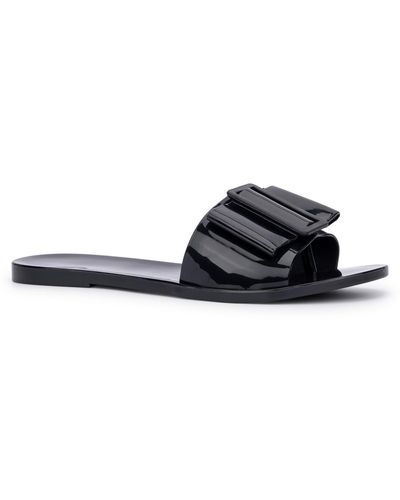 Olivia Miller Round Toe Slip On Slide Sandals - Black