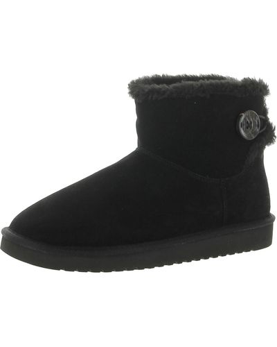 Koolaburra Nalie Mini Suede Faux Fur Winter & Snow Boots - Black