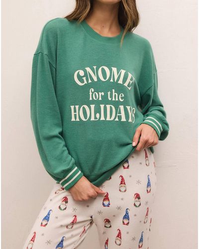 Z Supply Gnome For The Holidays Crew Sweater - Green