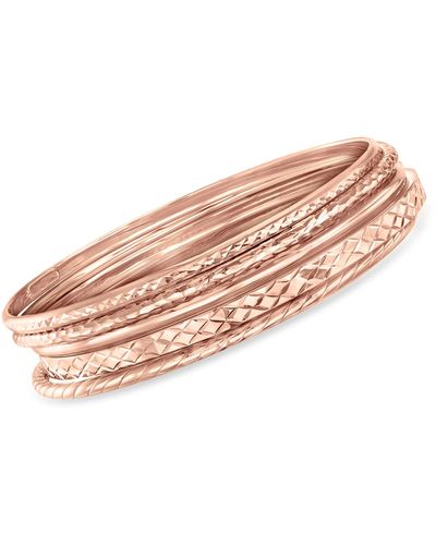 Ross-Simons 18kt Rose Gold Over Sterling Silver Jewelry Set: 5 Bangle Bracelets - Pink