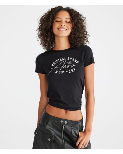 Aéropostale Original Brand Butterfly Graphic Tee - Black
