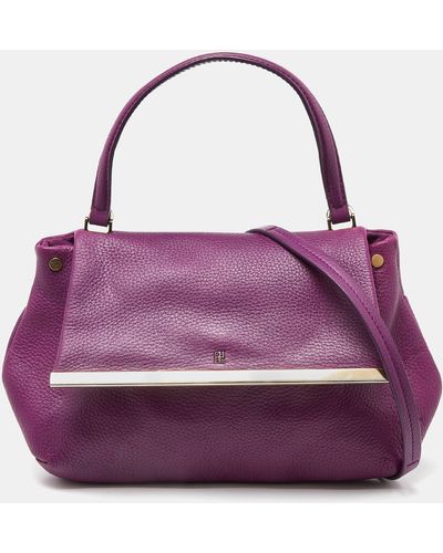 CH by Carolina Herrera Leather Top Handle Bag - Purple
