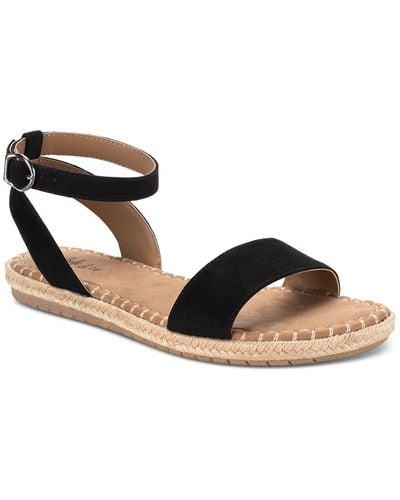 Style & Co. peggyy Faux Suede Flat Ankle Strap - Black