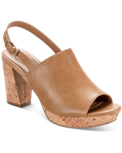 Style & Co. Faux Leather Peep-toe Slingback Sandals - Brown