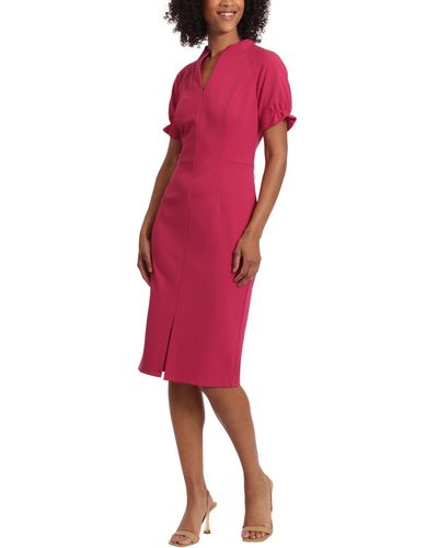 Maggy London Solid Polyester Wear To Work Dress - Red