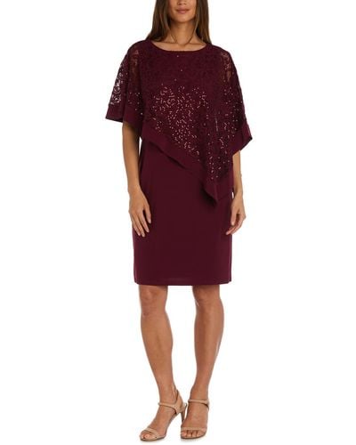R & M Richards Sequined Lace Party Dress - Red