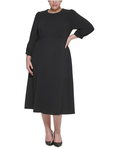 Calvin Klein A-line Calf Midi Dress - Black