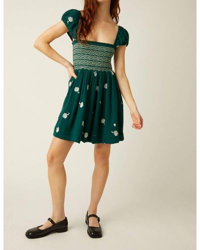 Free People Tory Embroidered Mini Dress - Green