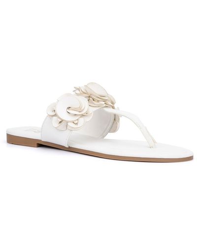 New York & Company Liana Flower Design Flip-flops Thong Sandals - White