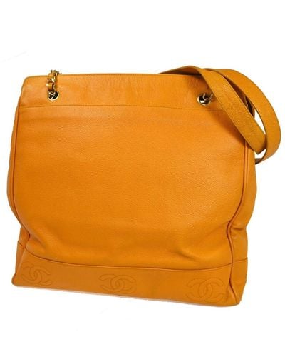 Chanel Triple Coco Leather Shoulder Bag (pre-owned) - Orange