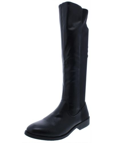MIA Charmed Faux Leatehr Tall Riding Boots - Black
