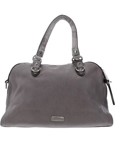 Jessica Simpson Faux Leather Convertible Satchel Handbag - Gray