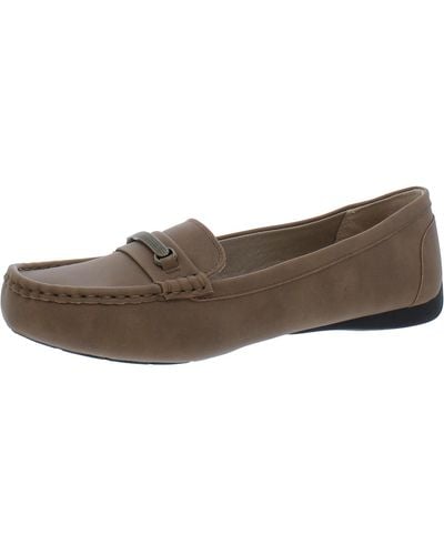 Abella Sofiah Faux Leather Slip-on Loafers - Brown