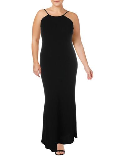 Calvin Klein Scoop Neck Spaghetti Straps Evening Dress - Black