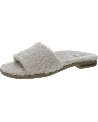 Vionic Demi Faux Fur Peep-toe Slide Sandals - Gray