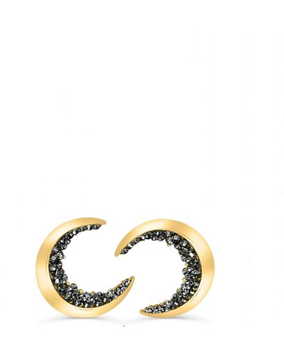 Liv Oliver 18k Gold Crescent Stud Earrings - Metallic