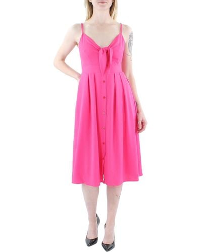 Kensie Tie-front Knee-length Fit & Flare Dress - Pink