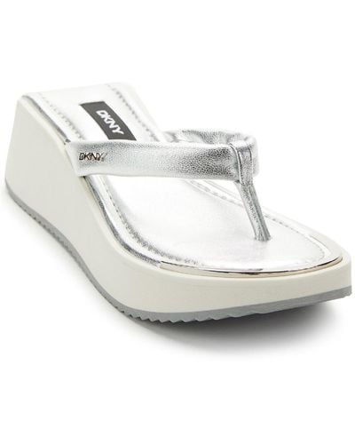 DKNY Maeryn Leather Wedges Flip-flops - White