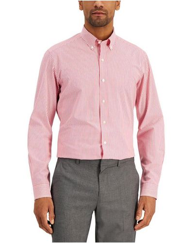 Club Room Slim Fit Striped Button-down Shirt - Pink