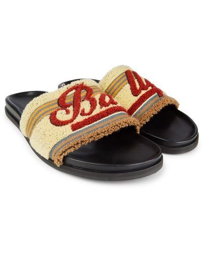 Bally Logo Pool 6226014 Ginger Cotton Slide Sandals - Red