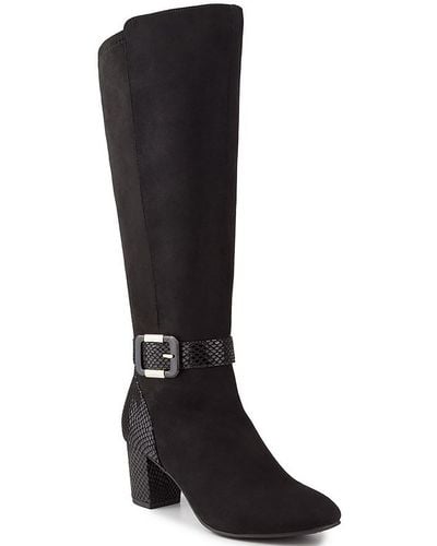 Karen Scott Isabell Faux Leather Embossed Knee-high Boots - Black