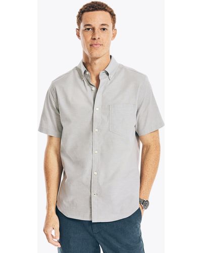 Nautica Short-sleeve Oxford Shirt - Gray
