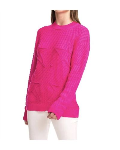 Chrldr Cable Stars-oversized Cable Sweater - Pink