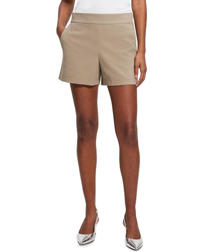 Theory Pleated Flat Front High-waist Shorts - Natural