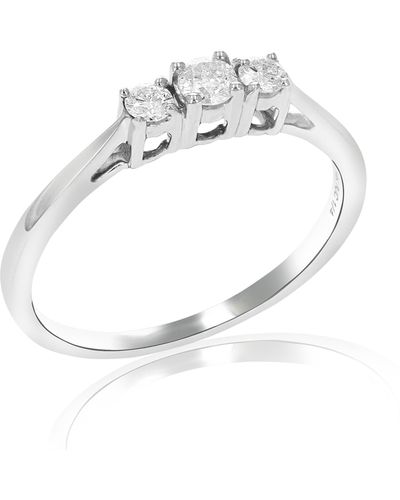 Vir Jewels 1/4 Cttw 3 Stone Diamond Engagement Ring 14k Gold Round Bridal Wedding - White